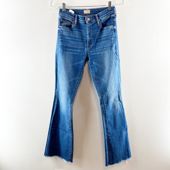 Mother The Weekender Fray Flare Mid Rise Jeans Connect The Dots Blue 27 - Picture 2 of 13